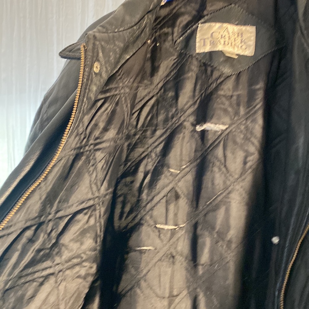 Ash Creek Trading Black Leather Jacket Heavy Duty Outdoor Coat Size Large - Picture 6 of 10